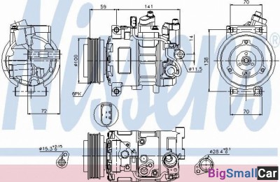 Компрессор кондиционера nissens 89052 Шкив 100мм - купить Елшанке