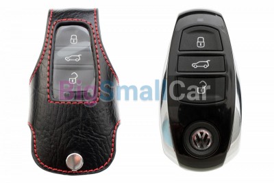 Чехол Для Ключа Volkswagen Touareg Брелок), Кожаный, Цвет Нити Красный bgt479 - купить Елшанке