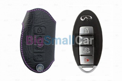 Чехол Для Ключа Infiniti (Брелок), Кожаный, Цвет Нити Фиолетовый bgt558 - купить Елшанке